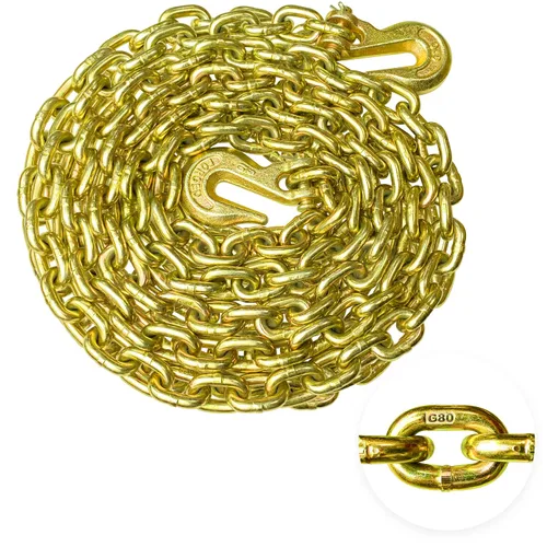 Vista 25 de YATOINTO G80 Cadena de carpeta de transporte 1/2 pulgada x 3 metros Cadena de seguridad/sujeción con ganchos Clevis de agarre Carga de trabajo