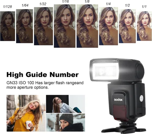Vista 2 de Godox TT520 II Flash Speedlite Universal para Cámara con Transmisor Inalámbrico AT-16 GN33 Modos S1/S2 Compatible con Cámaras DSLR Canon, Nikon