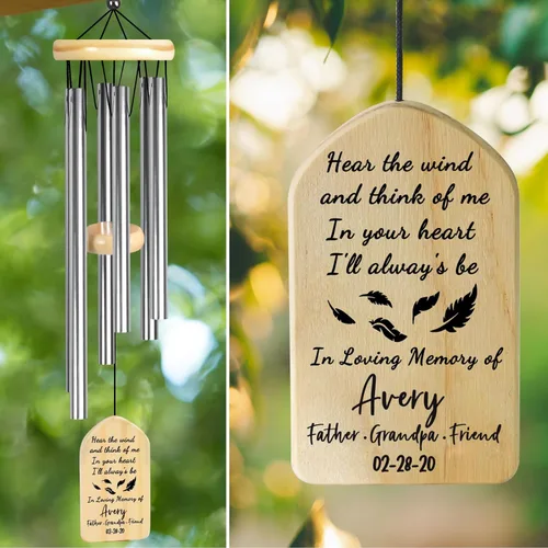 Vista 22 de Campanillas de viento de condolencias por pérdida de un ser querido, regalos conmemorativos personalizados en memoria de un ser querido, regalos