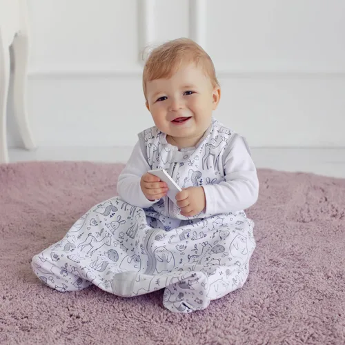 Vista 174 de Mama Cheetah Saco de dormir para bebé de 0.5 TOG, Manta portátil de algodón orgánico para bebé con cremallera bidireccional, Saco de dormir