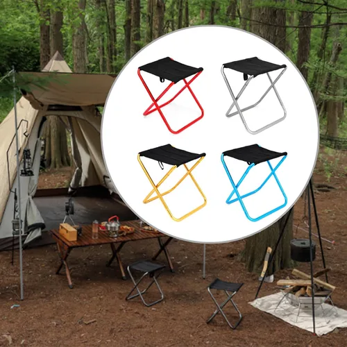 Vista 2 de Folding Camping Stool Portable Seats Little Fishing Chair Foldable Camp Stool for Camping Fishing Hikings Gardenings