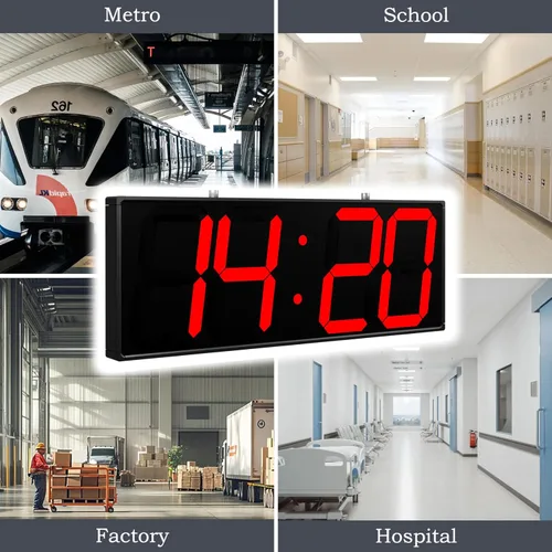 Vista 7 de CHKOSDA Reloj de pared digital grande de 19.5 pulgadas con pantalla de doble cara, reloj digital multifuncional colgante LED con brillo ajustable