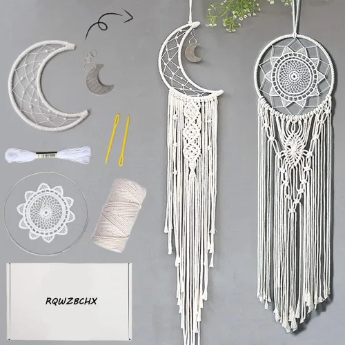 RQWZBCHX Kits de atrapasueños de macramé para adultos principiantes, 2 piezas de macramé para colgar en la pared