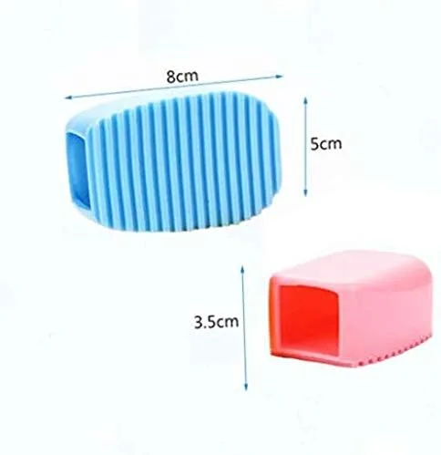 Vista 2 de 2 piezas de color caramelo mini tabla de lavar de silicona creativa de mano, perfecta para limpiar collares, puños difíciles de limpiar (azul, rosa)