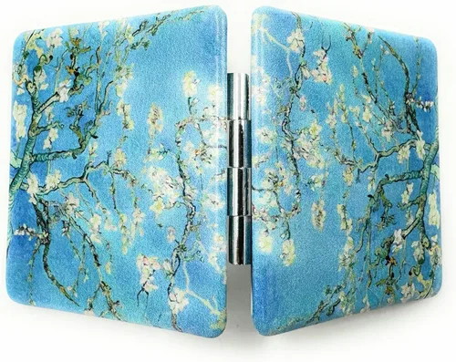 Vista 4 de Espejo Compacto Espejo de Cartera Espejo Pequeño de Maquillaje Espejo de Viaje Mini Espejo de Bolsillo Espejo de Lápiz Labial Flor de Almendro Van