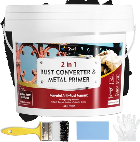 Vista 11 de DWIL Convertidor de óxido para metal, pintura convertidora de óxido 2 en 1 e imprimación, convierte el óxido en revestimiento protector de larga