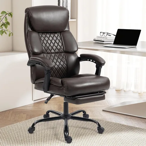 Vista 11 de Silla de oficina – Silla ergonómica de escritorio para computadora con respaldo alto con función mecedora y soporte lumbar, silla ejecutiva cómoda