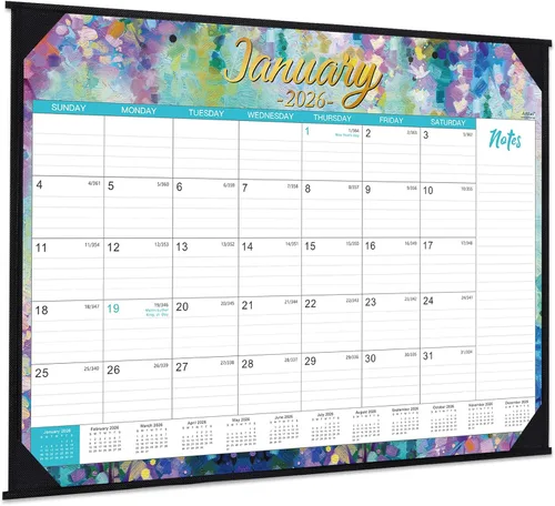 2026 Desk Calendar - Large Desk Calendar 2026, Jan.2026 - Dec.2026, 22" x 17", 2026 Calendar with Corner Protectors + Large Ruled Blocks, Desk Pad,