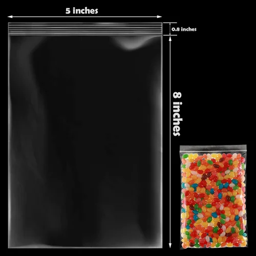 Vista 3 de Bolsas de polietileno con cierre transparente de 5 x 8 pulgadas, 1000 bolsas de plástico resellables con cierre de cierre para embalaje, dulces