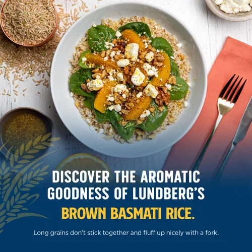 Vista 5 de Lundberg Basmati orgánico, arroz integral de grano largo – No pegajoso, esponjoso y aromático, 32 onzas