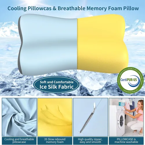 Vista 2 de Almohada cervical para el cuello, almohadas de espuma viscoelástica de contorno para aliviar el dolor de cuello, almohada ergonómica para dormir