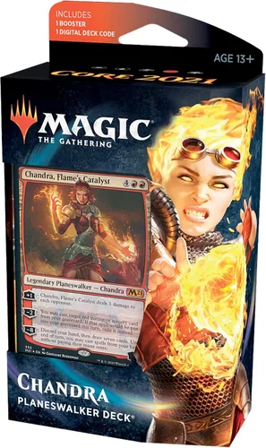 Magic: The Gathering Chandra, Baraja Planeswalker Catalyst de Flame, juego básico 2021 (M21), cubierta de inicio de 60 cartas, C76580000