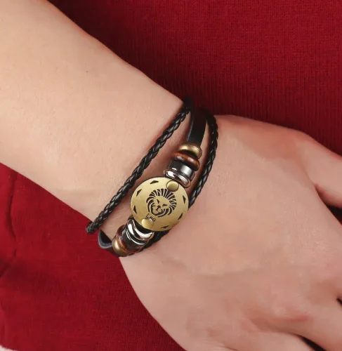 Vista 36 de Hamoery Pulsera de cuero de aleación punk para Constellation trenzada pulsera pulsera brazalete