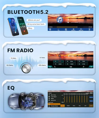 Vista 4 de Rimoody Estéreo de coche de un solo DIN con CarPlay inalámbrico y Android Auto, pantalla táctil de 5.1 pulgadas con Bluetooth 5.2, FM/RDS, EQ