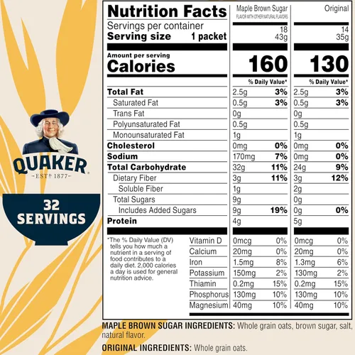 Vista 2 de Avena instantánea Quaker, paquete variado de 2 sabores sin gluten, 32