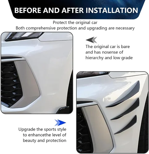 Vista 4 de Pack-6 Kit de canards de alerón de automóvil, difusor anticolisión corporal, calcomanías decorativas de goma suave para exteriores, divisor