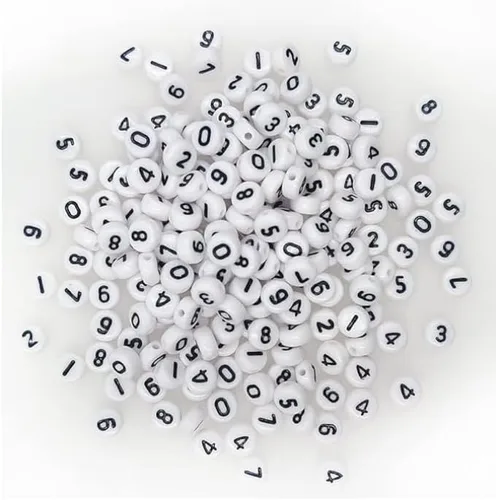 1000Pcs Acrylic Number Beads for Bracelets, White and Black 4x7mm Flat Round Number Beads for Jewelry Making, Friendship Bracelets, Keychains,
