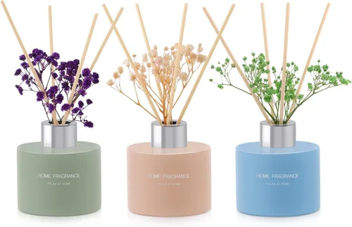 Vista 8 de L'odeur Vill Difusor de varillas de 4.06 onzas, difusor perfumado de lavanda y geranio con 4 varillas, difusor de aceite esencial para el hogar