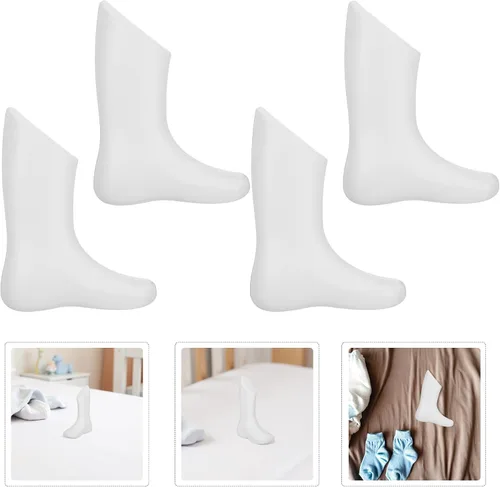 Vista 8 de CALLARON 4pcs Feet Mannequin Display Stand 11.5cm White Plastic Shoe Tree Shaper for Socks and Shoes Showcase, Socks Display Holder for Store and
