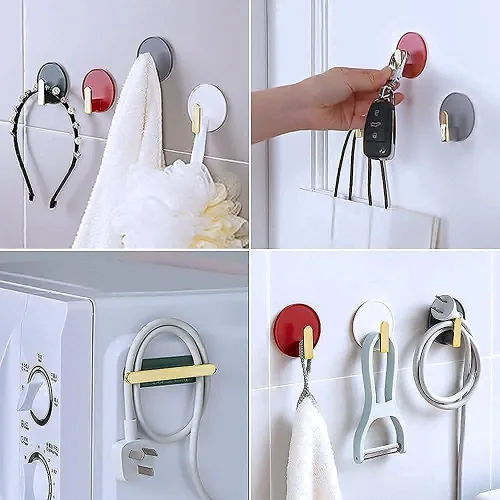 Vista 5 de Ganchos decorativos autoadhesivos para puerta de pared, resistentes para colgar abrigos, ropa, sombreros, llaves, bolso, gancho para toallas