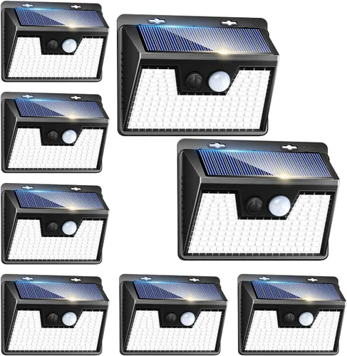 Vista 14 de Peasur Luces Solares para Exteriores con Sensor de Movimiento, 140 LED Luz Solar Alimentada por Energía Solar para Cerca Impermeable, 3 Modos