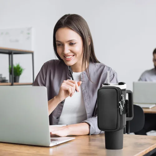 Vista 7 de Bolsa para botella de agua para Stanley Cup de 40 onzas, 30 onzas, bolsa para botella de agua para correr, tarjetas, llaves, teléfono, accesorios