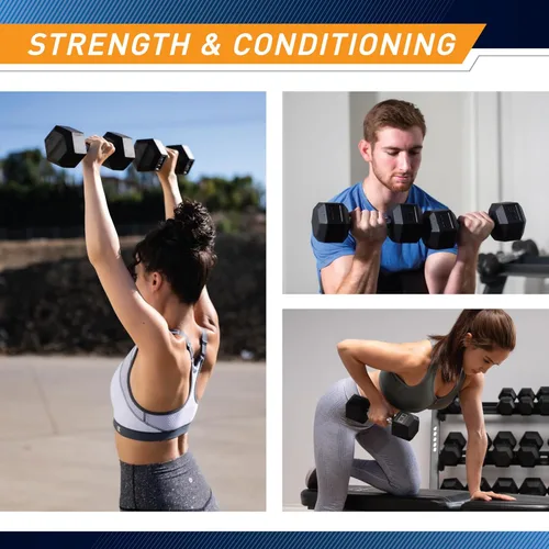 Vista 5 de Marcy - Mancuerna hexagonal de goma, disponible para 25 libras - 50 libras