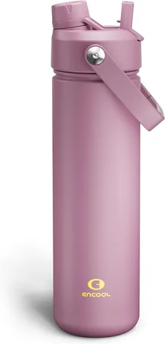 Vista 155 de Botella de agua aislada con popote para niños, botella de agua de acero inoxidable de 12 onzas con boquilla doble, a prueba de fugas, sin BPA, al