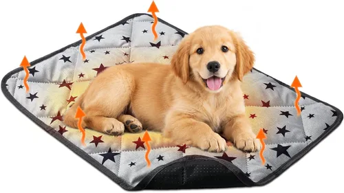 Vista 8 de Cama autocalentable para gatos, tapete autocalentable para perros, patrón de estrella, tapete térmico cálido para mascotas que refleja el calor