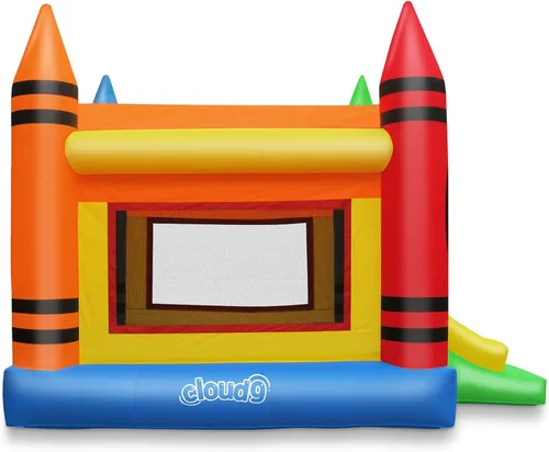 Vista 3 de Cloud 9 Crayon - Casa de rebote con soplador - Gorila inflable grande para niños con tobogán