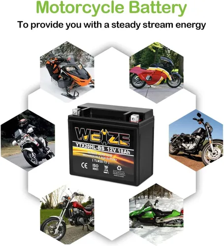 Vista 7 de Weize YTX20HL-BS - Batería para motocicleta de alto rendimiento, libre de mantenimiento, sellada AGM ETX20HL BS