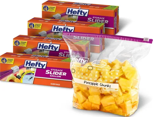 Hefty Slider - Bolsas de almacenamiento para calendario, tamaño de galón, 30 unidades (paquete de 4), 120 en total | Bulk Pack, Gallon Plastic Bags