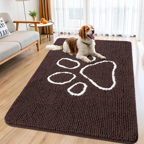 Vista 76 de Smiry Tapete para puerta de perro para patas fangosas, absorbente que atrapa la suciedad, antideslizante, de secado rápido, lavable, tapete