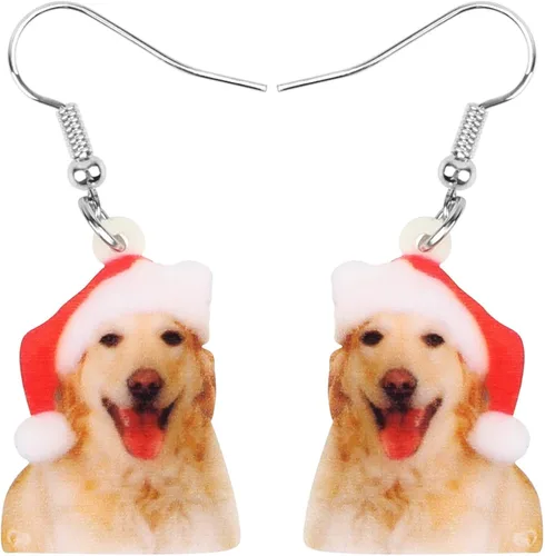 NEWEI Lindos aretes de Navidad para perro, joyería colgante para niñas y mujeres, Acrílico, No es una piedra preciosa