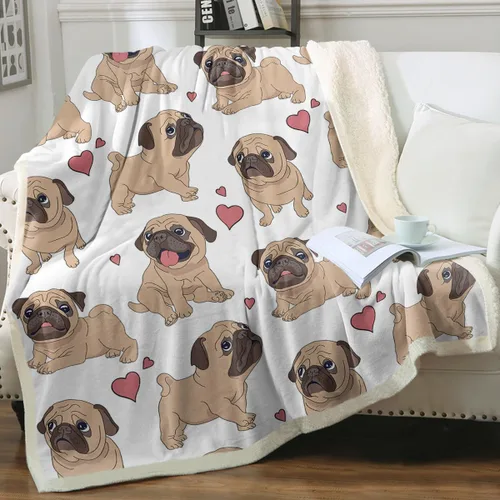 Sleepwish Manta reversible de forro polar sherpa suave para bebé amante de los pug (30 x 40 pulgadas)