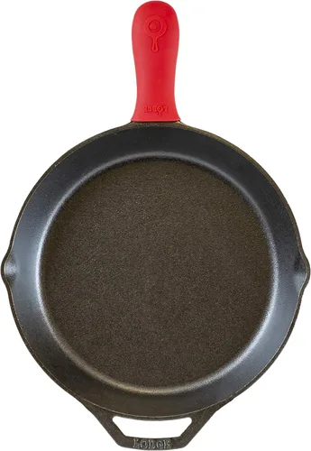 Vista 7 de Lodge - Olla doble de hierro fundido presazonado de 5 cuartos con mangos y sartén de hierro fundido presazonado de 12 pulgadas con mango de silicona