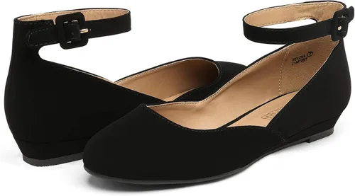 Vista 4 de Dream Pairs Revona - Zapatos planos para mujer, con correa para tobillo y plataforma baja