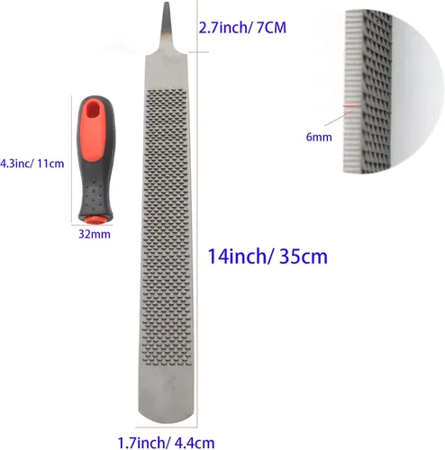 Vista 3 de Raspa de pezuñas de 18 pulgadas, lima de herradura con mango de goma, herramienta de archivo de acero al carbono, adecuada