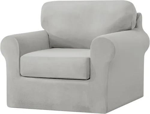 Vista 55 de UNBBRRL Fundas de sofá de 3 piezas para sofá, funda de terciopelo elástico para sillón con 1 funda de cojín de asiento y 1 funda de respaldo