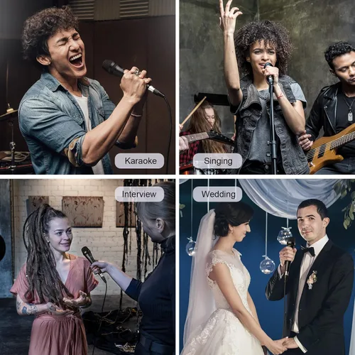 Vista 6 de OneOdio ON55 Micrófono con cable para cantar, clips de micrófono, hembra de metal, interruptor de encendido/apagado, cable XLR de 16.4 pies