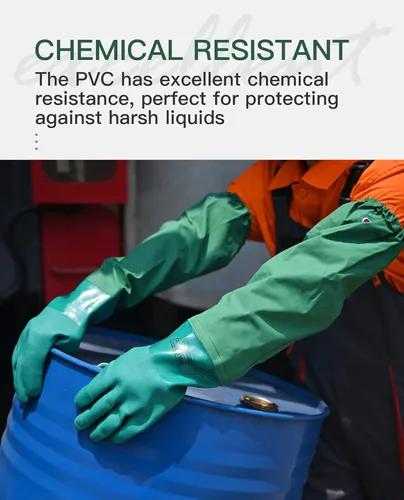 Vista 3 de PACIFIC PPE 3 pares de guantes de goma de 26 pulgadas, resistentes a los productos químicos, guantes impermeables extralargos con forro de algodón
