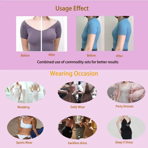 Vista 7 de DUTACK Brasier invisible para levantar pechos, cinta adhesiva para pezones y cinta invisible, kit de pechos adhesivos con vestidos a juego, trajes