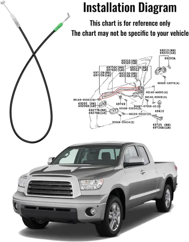 Vista 2 de Conjunto de cable de puerta delantera para Toyota Tundra Sequoia Fielder Land Cruiser 2000 2001 2002 2003 2004 2005 2006, pestillo de puerta