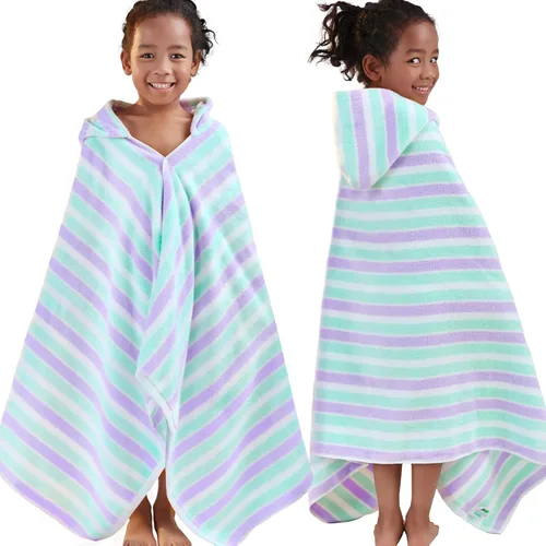 Vista 38 de VOOVA & MOVAS Poncho toallas para niños (4-8 años), de secado rápido, ligeras, absorbentes, de algodón, con capucha, bata para piscina, natación