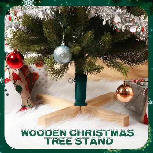 Vista 5 de Soaoo Soporte de madera para árbol de Navidad de 15.7 pulgadas de repuesto, base estable para árbol de Navidad, base para árbol de Navidad