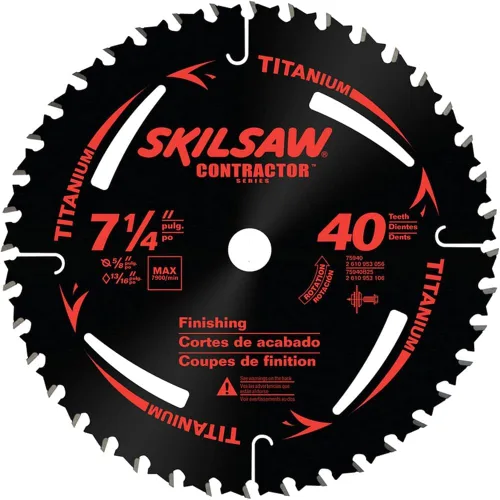 SKIL 75940 Hoja de sierra circular de titanio de 7-1/4 pulgadas, 40 dientes, ATB, corte delgado, para cortes transversales, con eje de 5/8 pulgadas