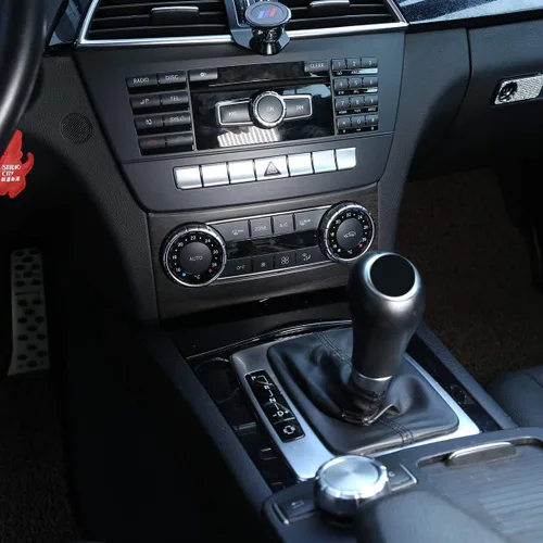 Vista 19 de YIWANG Marco de perilla de control central de ABS cromado para Mercedes Benz Clase C W204 2011-2014 Accesorios de automóvil (grano de madera negra)