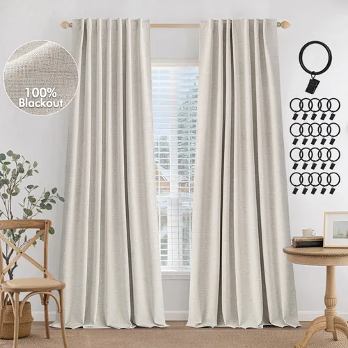 Vista 10 de MIULEE Cortinas 100% opacas de 84 pulgadas de largo, juego de 2 paneles para dormitorio, pestaña trasera, sala de estar, oscurecimiento completo