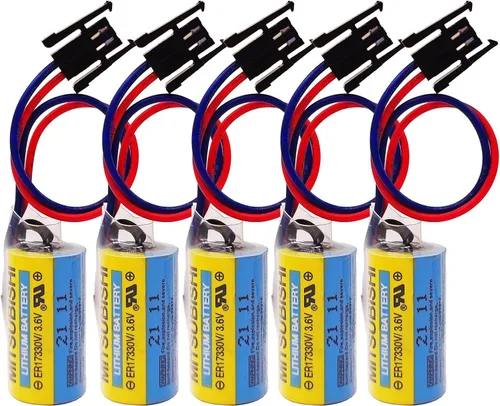 Vista 8 de Paquete de 5 baterías de litio A6BAT ER17330V 3.6V 1700mAh PLC MR-BAT con enchufe para sistema CNC FANUC, azul