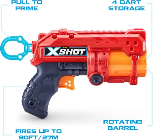 Vista 5 de XSHOT Excel Fury 4 - Lanzador de dardos de espuma (8 dardos) de ZURU, multicolor